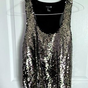Forever 21 Lined Sequin Sleeveless Blouse